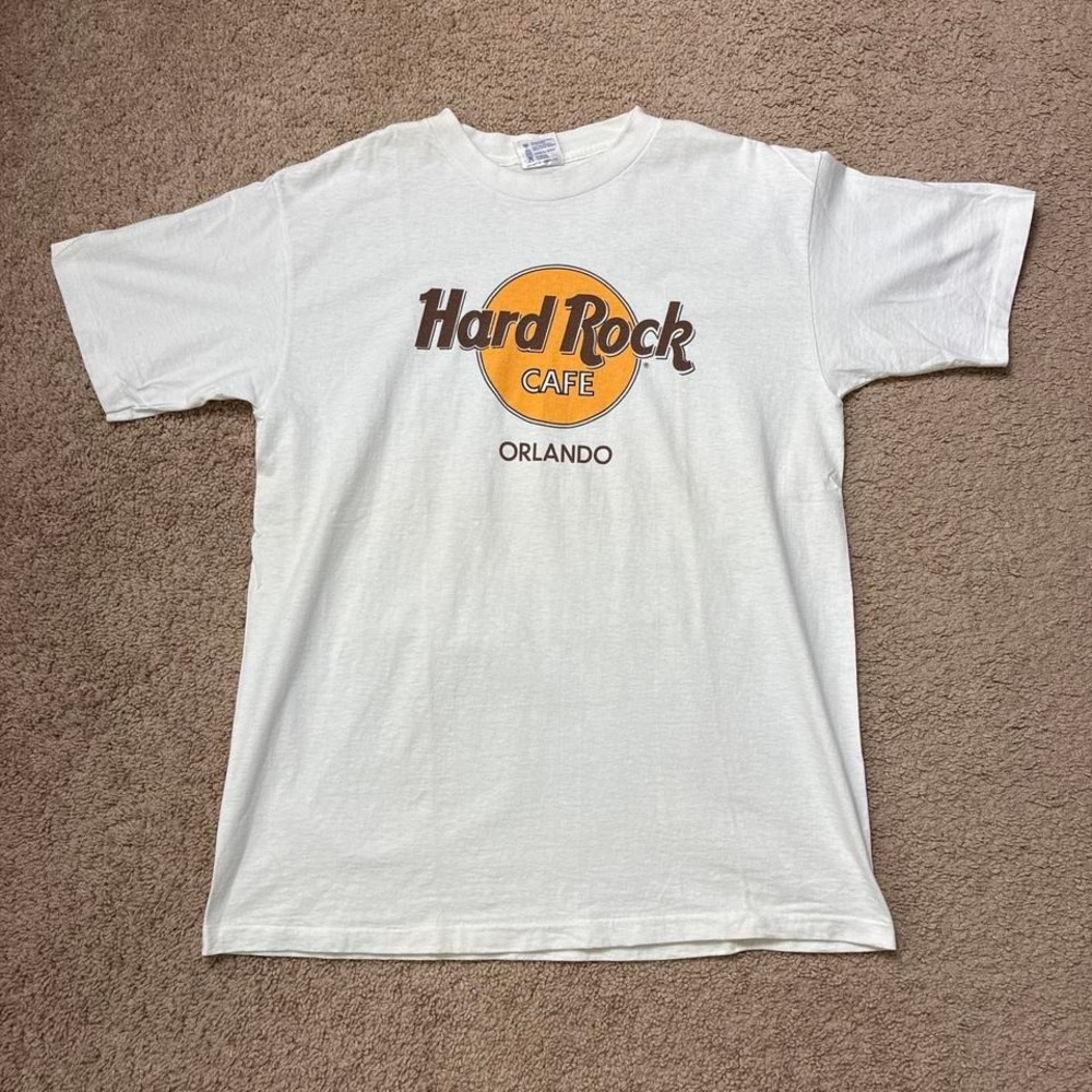 Vintage 90s Single Stitch Hard Rock Cafe Orlando off white t-shirt size XL